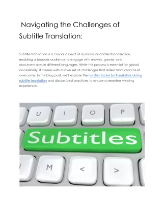 Navigating the Challenges of Subtitle Translation_Aussie Translation