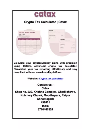Crypto Tax Calculator | Catax