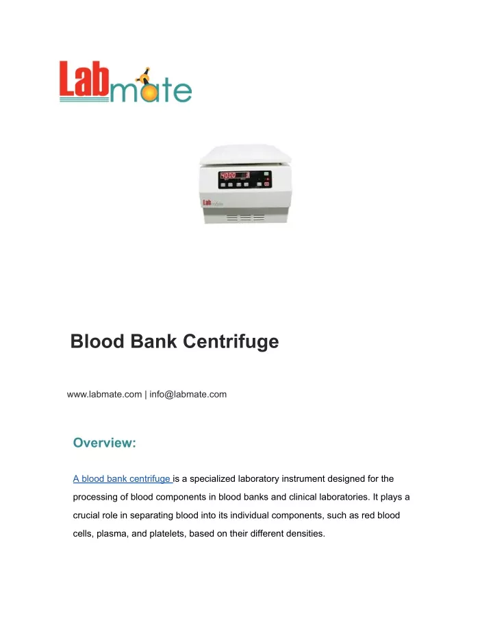 blood bank centrifuge
