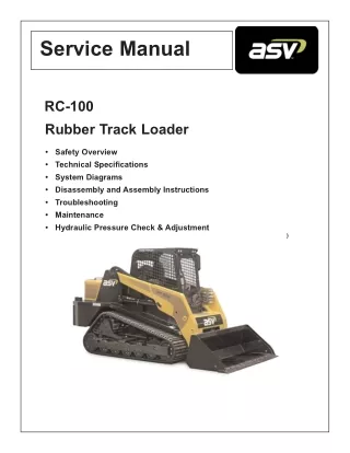 ASV Posi-Track RC-100 Track Loader Service Repair Manual