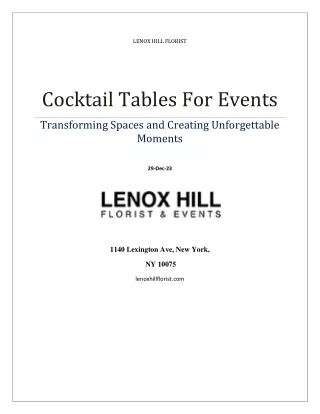 Elevate Your Event with LENOX HILL FLORIST Cocktail Tables