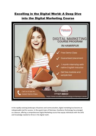 Digital Marketing course  in Hamirpur