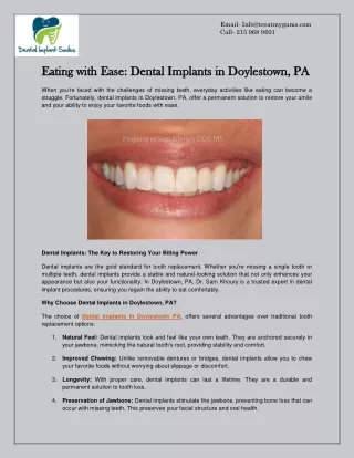 Eating with Ease Dental Implants in Doylestown, PA