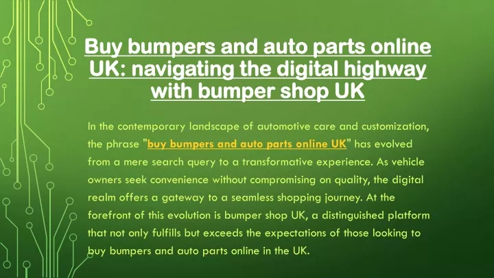 buy bumpers and auto parts online uk navigating the digital highway with bumper shop uk