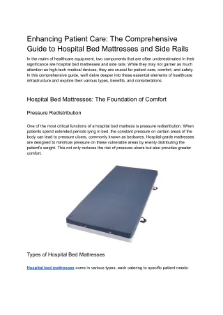 Enhancing Patient Care_ The Comprehensive Guide to Hospital Bed Mattresses and Side Rails