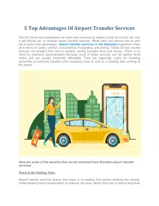 5 Top Benefits of Airport Transfer Services