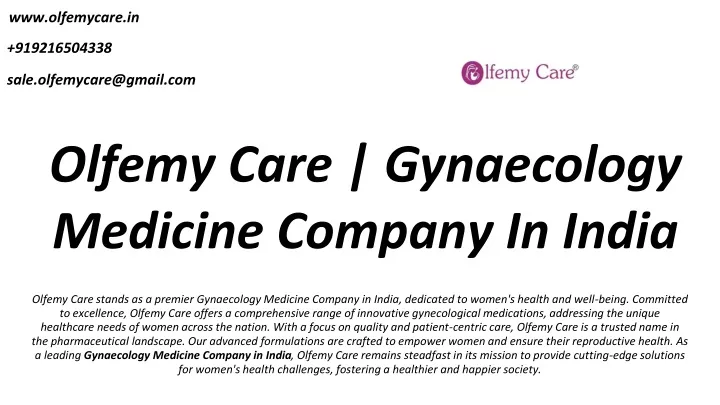 olfemy care gynaecology medicine company in india