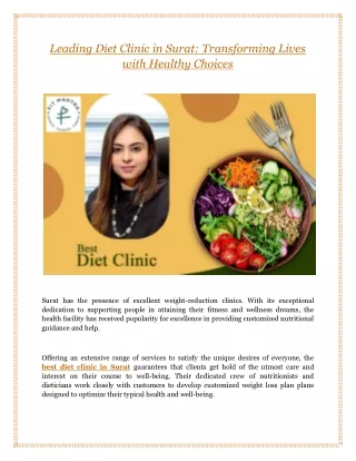 Leading Diet Clinic in Surat: Transforming Lives with Healthy Choices