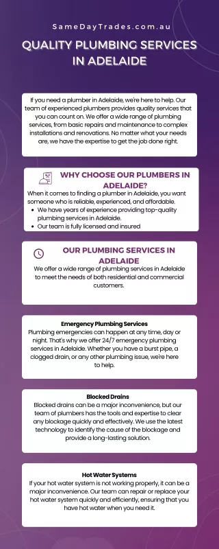 Trusted Plumber in Adelaide  Affordable Plumbing Services