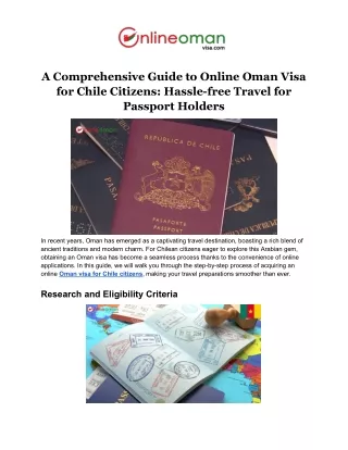 Online Oman Visa for Chile Citizens