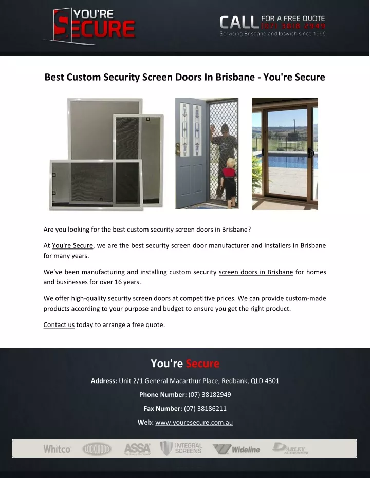 PPT Best Custom Security Screen Doors In Brisbane You're Secure