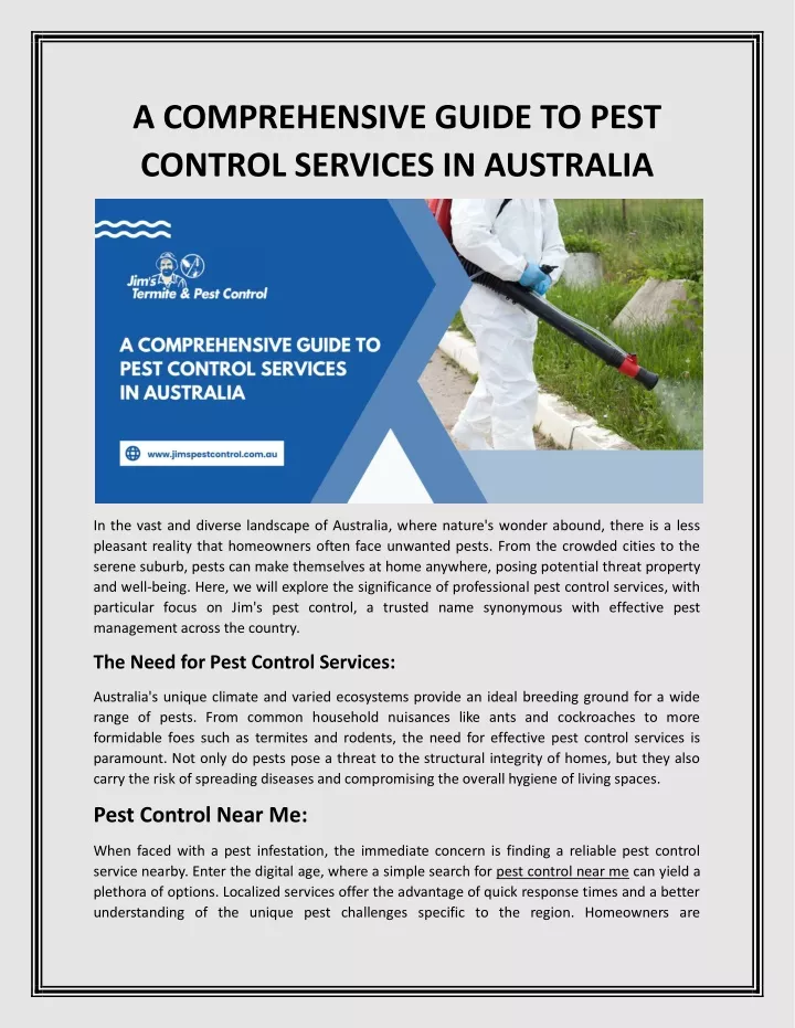 a comprehensive guide to pest control services
