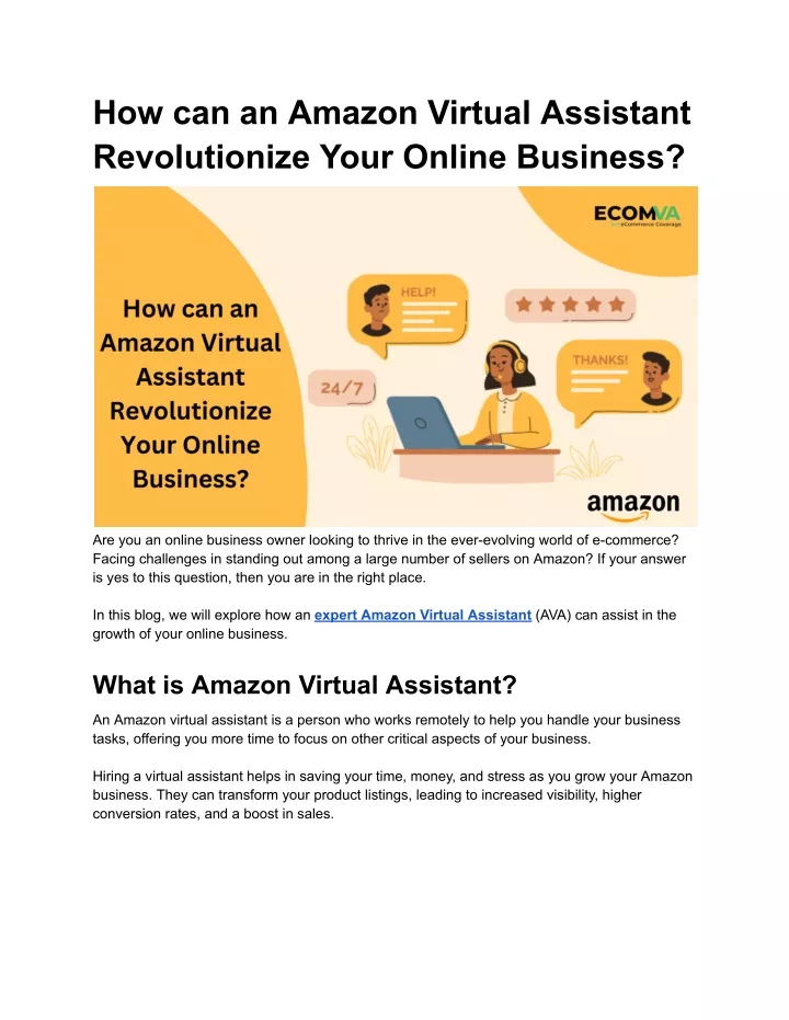 how can an amazon virtual assistant revolutionize