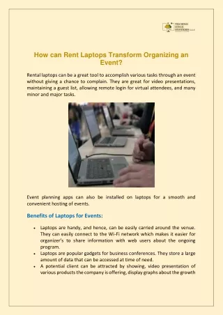 how can rent laptops transform organizing an event