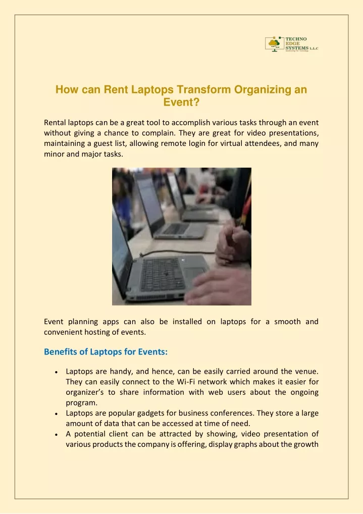 how can rent laptops transform organizing an event