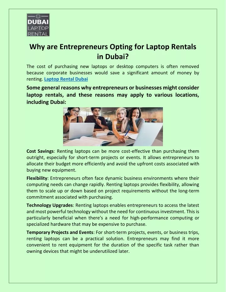 why are entrepreneurs opting for laptop rentals