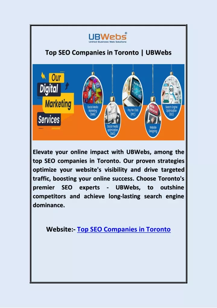 top seo companies in toronto ubwebs