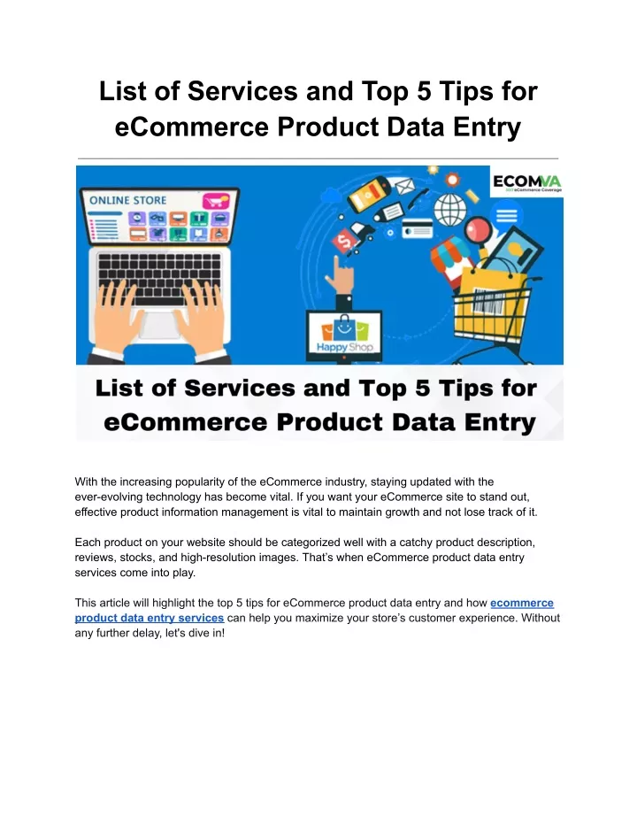 list of services and top 5 tips for ecommerce