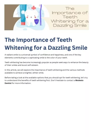 The Importance of Teeth Whitening for a Dazzling Smile
