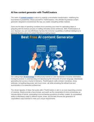 AI free content generator with TheAICreators