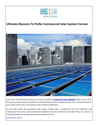 Ultimate Reasons To Prefer Commercial Solar System Forever