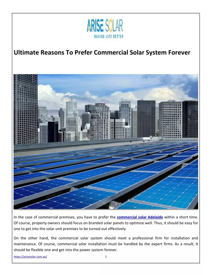 ultimate reasons to prefer commercial solar
