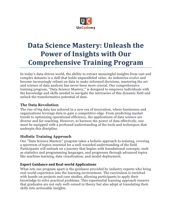 data science mastery unleash the power
