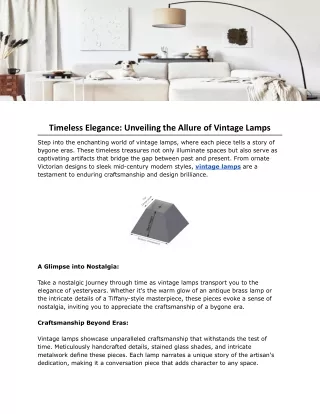 Timeless Elegance -Unveiling the Allure of Vintage Lamps