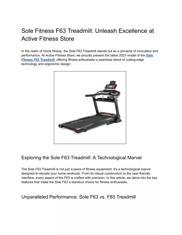 sole fitness f63 treadmill unleash excellence