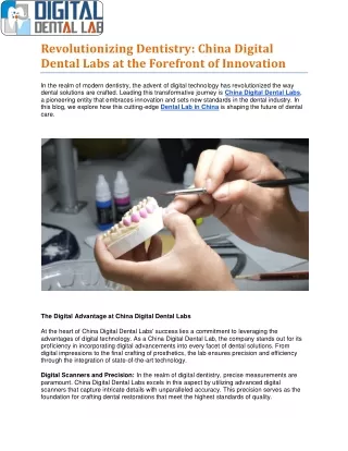 Revolutionizing Dentistry China Digital Dental Labs