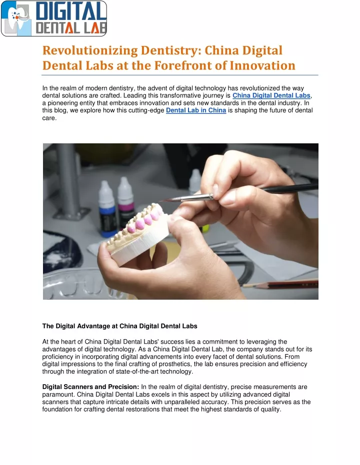 revolutionizing dentistry china digital dental