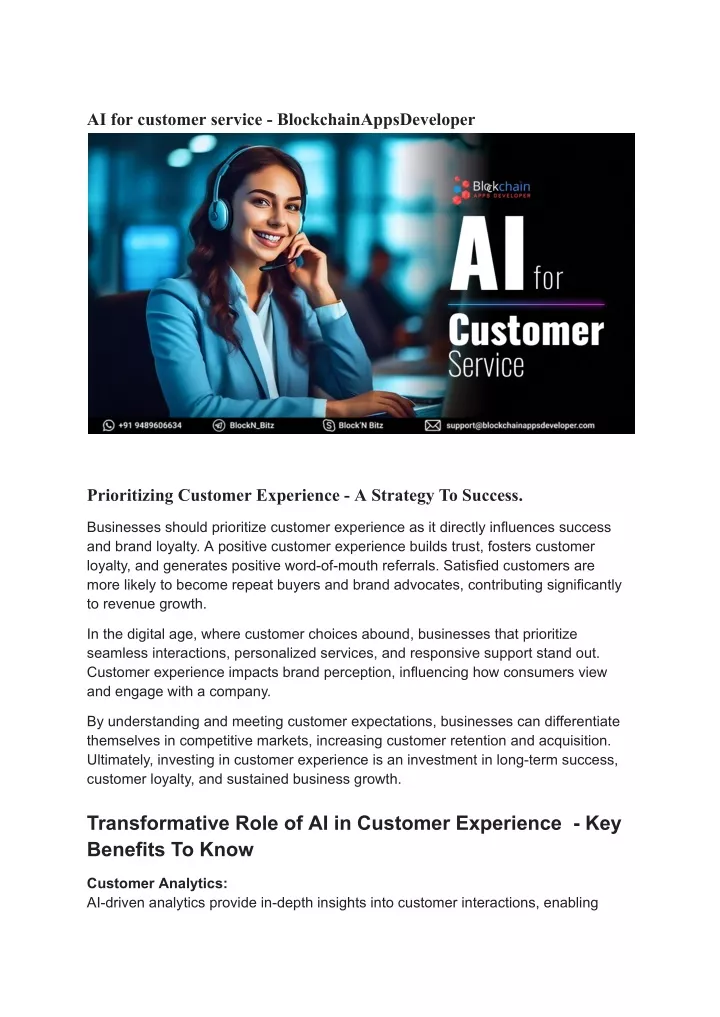 ai for customer service blockchainappsdeveloper