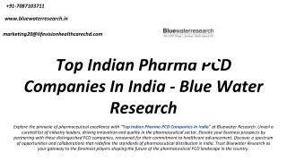 Top Indian Pharma PCD Companies In India - Blue Water Research