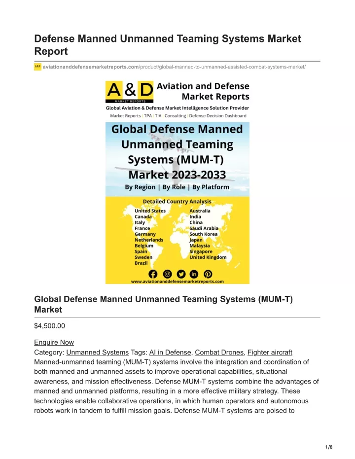 defense manned unmanned teaming systems market