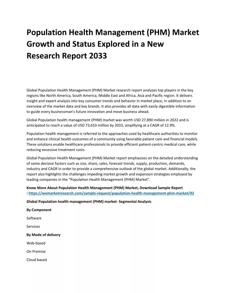 population health management phm market growth