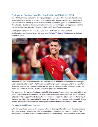 Portugal Vs Czechia: Ronaldos Leadership in UEFA Euro 2024