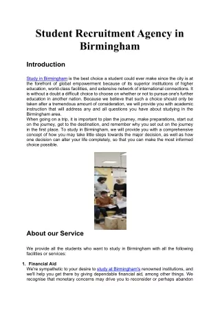 Student Recruitment Agency in Birmingham