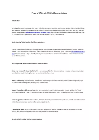 power of white label unified communications