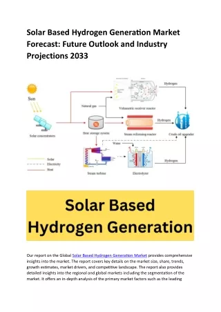 solar based hydrogen generation market forecast