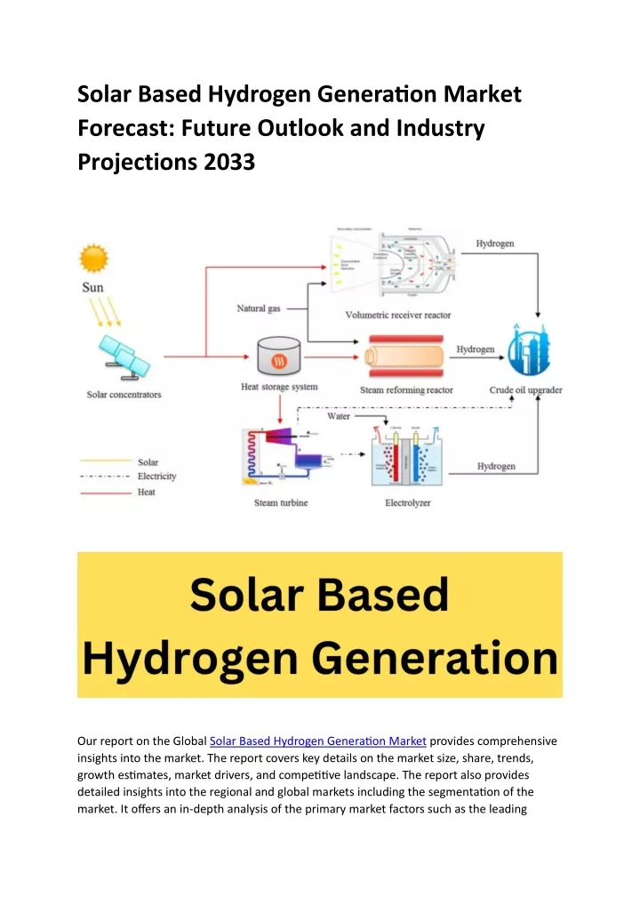 solar based hydrogen generation market forecast