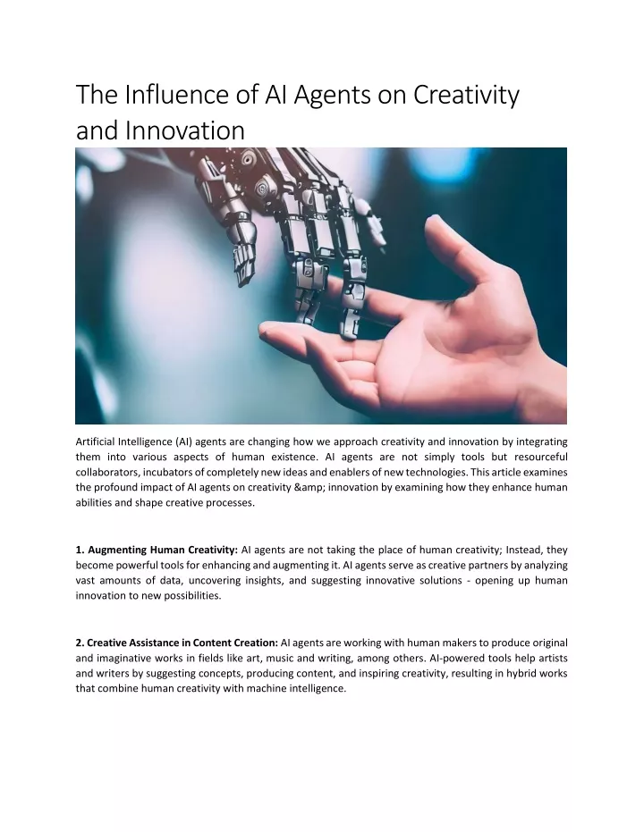 the influence of ai agents on creativity