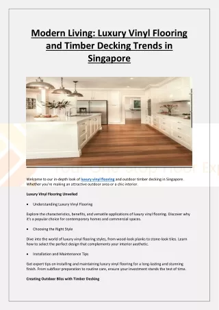 Modern Living: Luxury Vinyl Flooring and Timber Decking Trends in Singapore