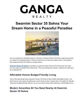 Swarnim Sector 35 Sohna Your Dream Home in a Peaceful Paradise