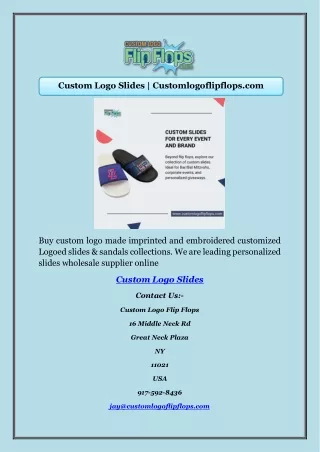 Custom Logo Slides | Customlogoflipflops.com