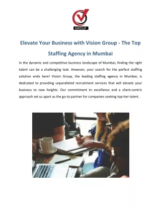 Elevate Your Business with Vision Group - The Top Staffing Agency in Mumbai