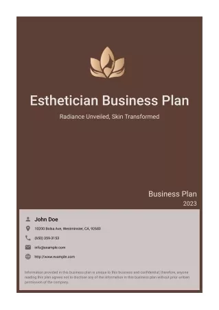 esthetician business plan