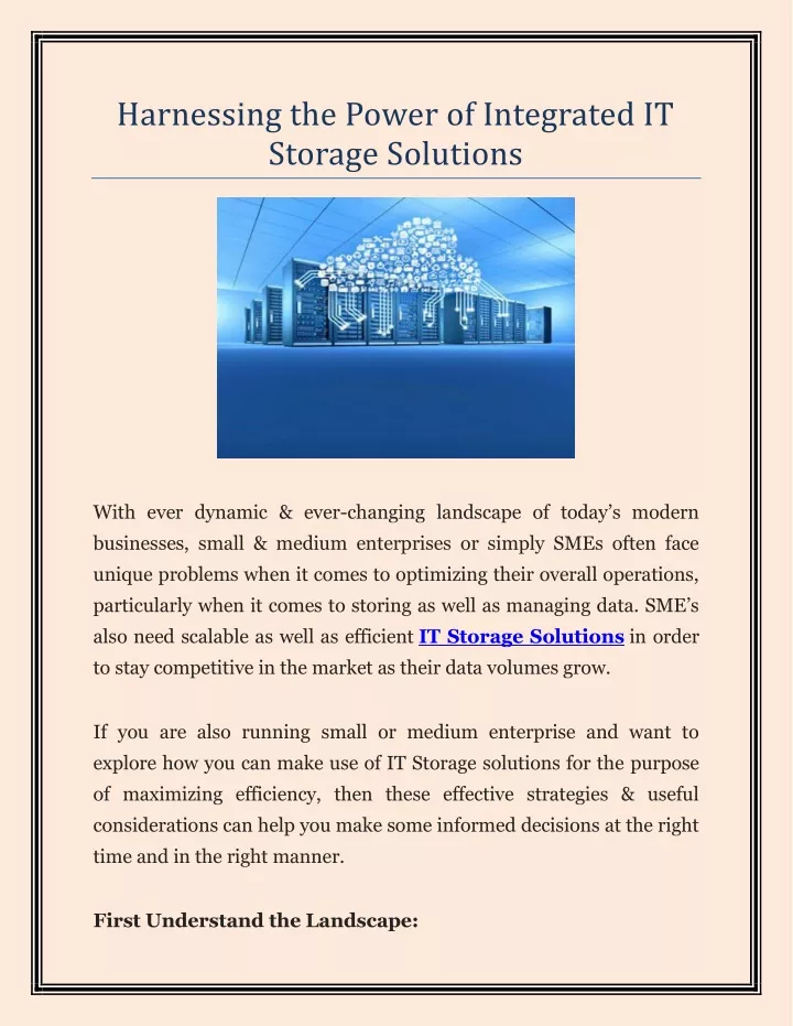 harnessing the power of integrated it storage