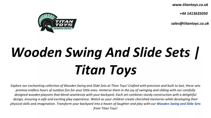 wooden swing and slide sets titan toys