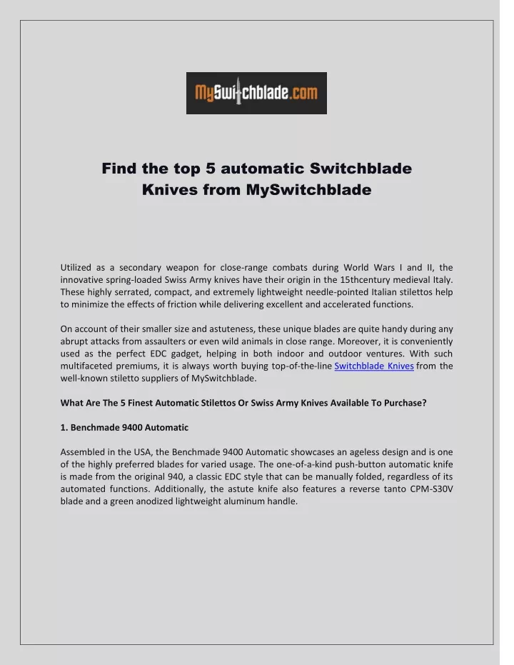 find the top 5 automatic switchblade knives from