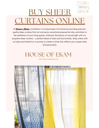 Buy Sheer Curtains Online | House of Ekam